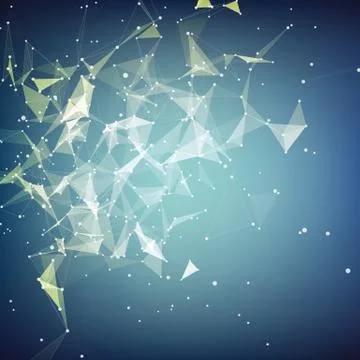 Abstract vector mesh background. Chaotically connected points and polygons fl Illustrazione stock