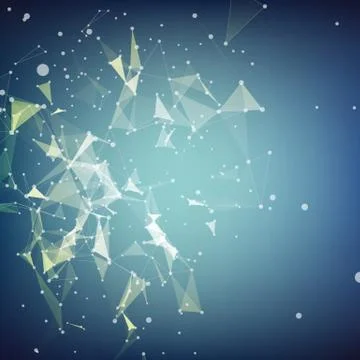 Abstract vector mesh background. Chaotically connected points and polygons fl Illustrazione stock