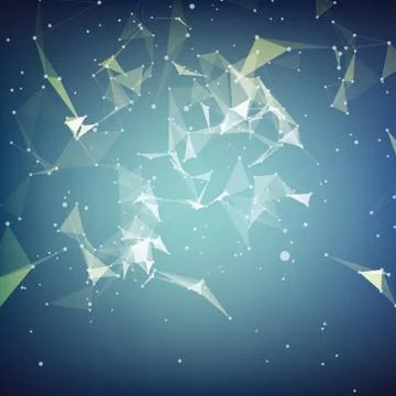 Abstract vector mesh background. Chaotically connected points and polygons fl Illustrazione stock