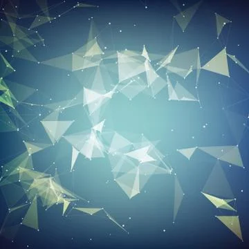 Abstract vector mesh background. Chaotically connected points and polygons fl Illustrazione stock