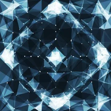 Abstract vector mesh background. Chaotically connected points and polygons fl Illustrazione stock