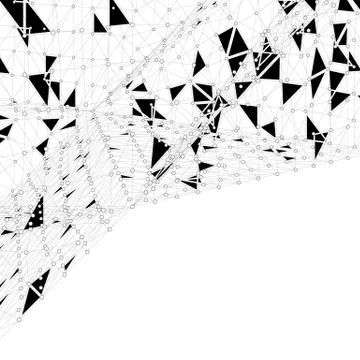 Abstract vector mesh background. Chaotically connected points and polygons fl Illustrazione stock