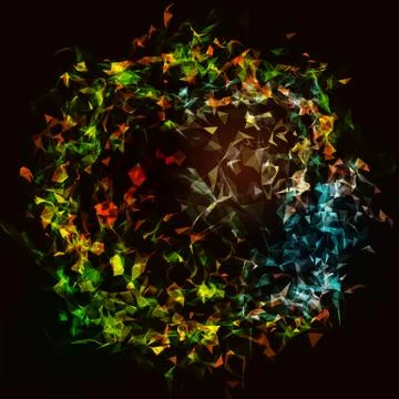 Abstract vector mesh background. Chaotically connected points and polygons fl Illustrazione stock
