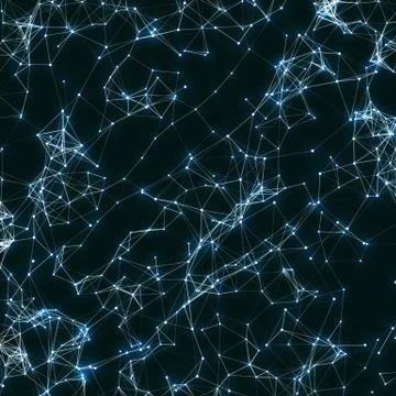Abstract vector mesh background. Chaotically connected points and polygons fl Stock Illustration