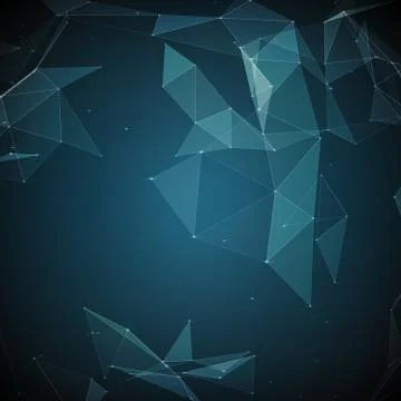 Abstract vector mesh background. Chaotically connected points and polygons fl 스톡 일러스트