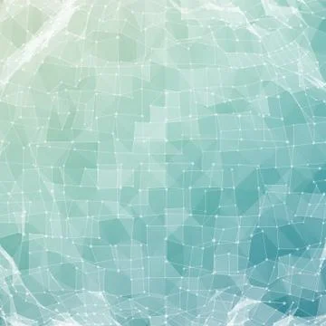 Abstract vector mesh background. Chaotically connected points and polygons fl Illustrazione stock
