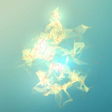 Abstract vector mesh background. Chaotically connected points and polygons fl Illustrazione stock