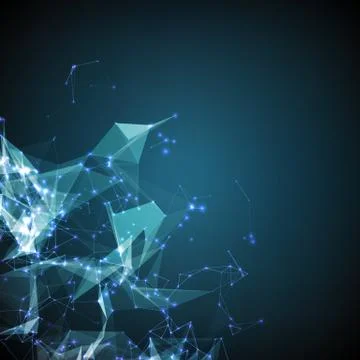 Abstract vector mesh background. Chaotically connected points and polygons fl Illustrazione stock