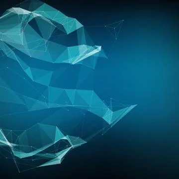 Abstract vector mesh background. Chaotically connected points and polygons fl Illustrazione stock