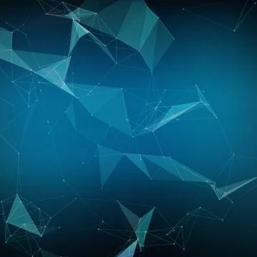 Abstract vector mesh background. Chaotically connected points and polygons fl Illustrazione stock