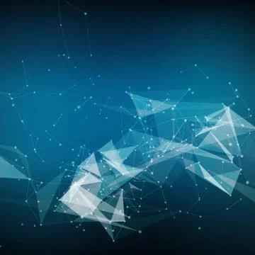 Abstract vector mesh background. Chaotically connected points and polygons fl Illustrazione stock