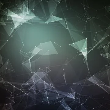 Abstract vector mesh background. Chaotically connected points and polygons fl Stock Illustration