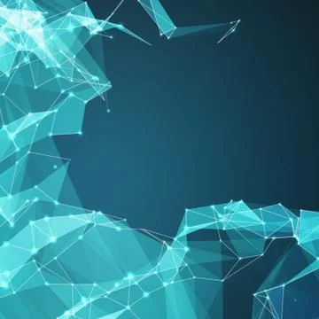 Abstract vector mesh background. Chaotically connected points and polygons fl Stock Illustration