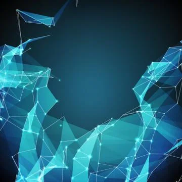Abstract vector mesh background. Chaotically connected points and polygons fl Stock Illustration