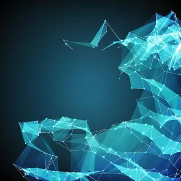 Abstract vector mesh background. Chaotically connected points and polygons fl Stock Illustration