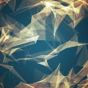 Abstract vector mesh background. Chaotically connected points and polygons fl Stock Illustration