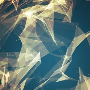Abstract vector mesh background. Chaotically connected points and polygons fl Stock Illustration