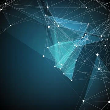 Abstract vector mesh background. Chaotically connected points and polygons fl Stock Illustration
