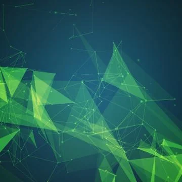 Abstract vector mesh background. Chaotically connected points and polygons fl Stock Illustration