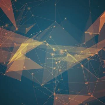 Abstract vector mesh background. Chaotically connected points and polygons fl Illustrazione stock