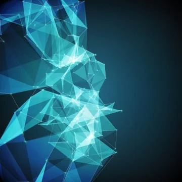 Abstract vector mesh background. Chaotically connected points and polygons fl Stock Illustration