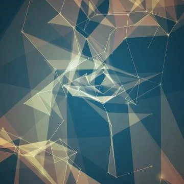 Abstract vector mesh background. Chaotically connected points and polygons fl Illustrazione stock