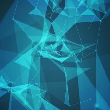 Abstract vector mesh background. Chaotically connected points and polygons fl Stock Illustration