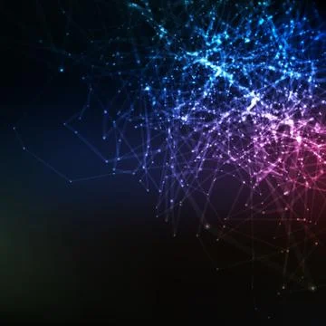 Abstract vector mesh background. Chaotically connected points and polygons fl Stock Illustration