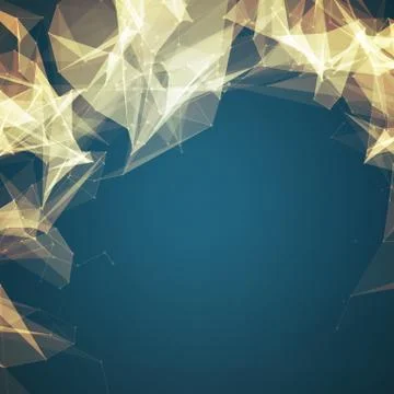 Abstract vector mesh background. Chaotically connected points and polygons fl Stock Illustration