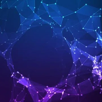 Abstract vector mesh background. Chaotically connected points and polygons fl 스톡 일러스트