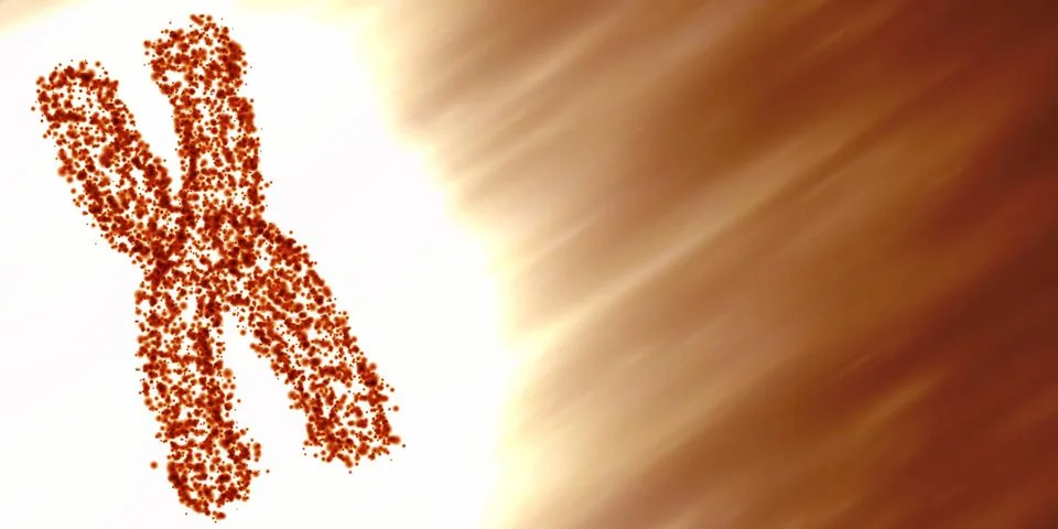 Abstract vector mesh background with chromosome. Human chromosome in red colo Stock Illustration