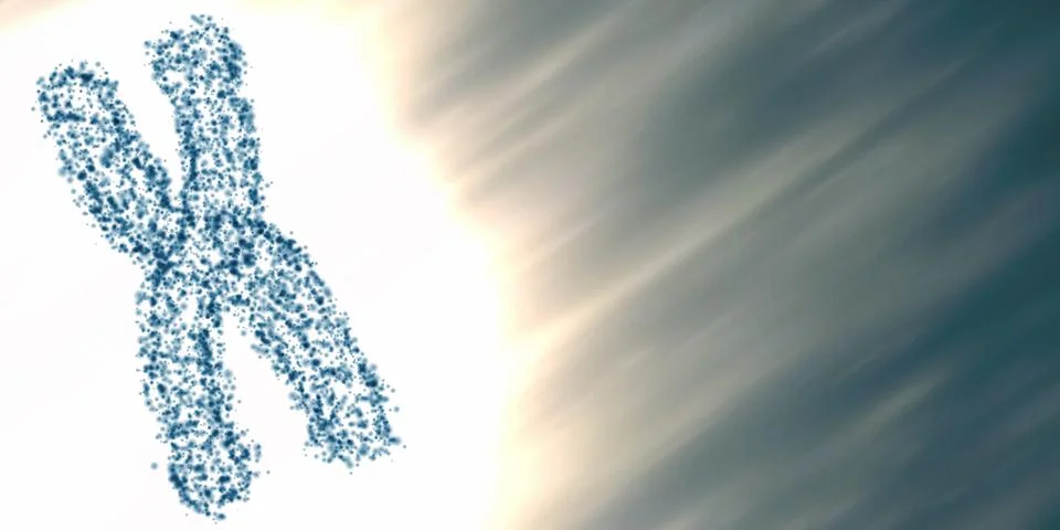 Abstract vector mesh background with chromosome. Human chromosome in blue col Illustrazione stock