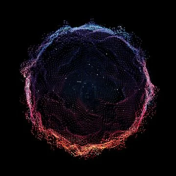 Abstract vector mesh background. Colorful point array. Ring of glowing points Ilustración de archivo