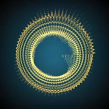 Abstract vector mesh background. Donut point array. Oscillating particles. Fu Illustrazione stock