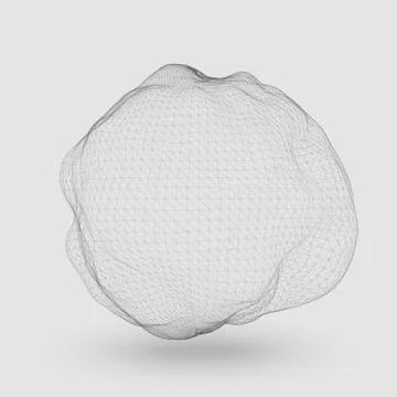 Abstract vector mesh distorted sphere constructed with connected points on li Stock Illustration