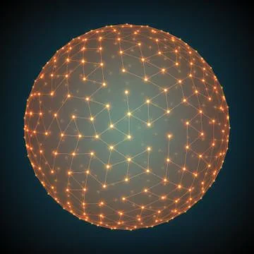 Abstract vector mesh sphere constructed with connected glowing points. Futuri Stock Illustration