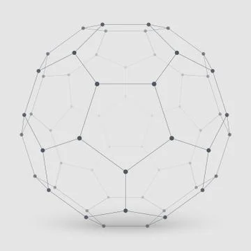Abstract vector mesh sphere constructed with connected points on light backgr Stock Illustration