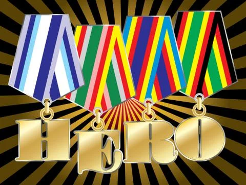 Abstract vector military awards with hero word Stock Illustration