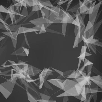 Abstract vector monochrome mesh background. Chaotically connected points and  Illustrazione stock