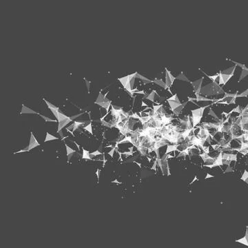 Abstract vector monochrome mesh background. Chaotically connected points and  Stock Illustration