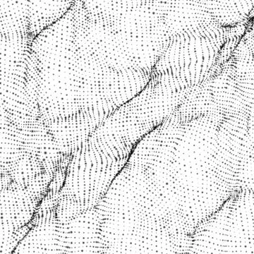 Abstract vector monochrome wave mesh background. Point cloud array. Chaotic l Illustrazione stock