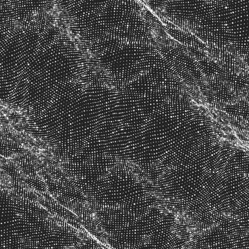 Abstract vector monochrome wave mesh background. Point cloud array. Chaotic l Illustrazione stock