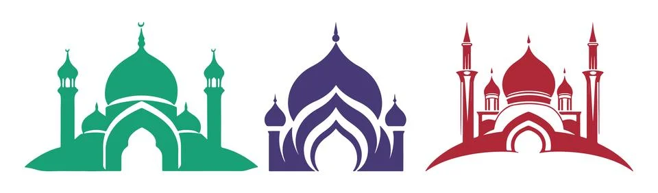 Abstract Vector mosque silhouettes Icon or Logo Design Template Stock Illustration