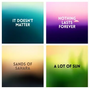 Abstract vector multicolored blurred background set. 4 colors set 스톡 일러스트