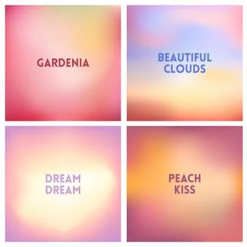 Abstract vector multicolored blurred background set. 4 colors set 스톡 일러스트