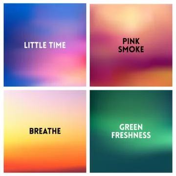 Abstract vector multicolored blurred background set. 4 colors set 스톡 일러스트