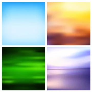 Abstract vector multicolored blurred background set 4 colors set. Square blurred Illustrazione stock