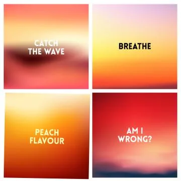 Abstract vector multicolored blurred background set 4 colors set. Square blurred Stock Illustration