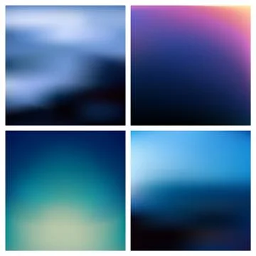 Abstract vector multicolored blurred background set 4 colors set. Square blurred Stock Illustration