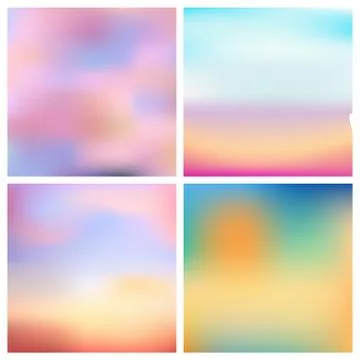 Abstract vector multicolored blurred background set 4 colors set. Square blurred Stock Illustration
